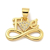 Rack Plating Brass Micro Pave Clear Cubic Zirconia Pendants KK-B091-49G-01-1
