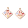 Printed Rack Plating Alloy Enamel Pendants ENAM-T020-05D-1