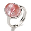 Cherry Quartz Glass Oval Adjustable Rings RJEW-K371-07S-22-2