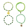 4Pcs 4 Style Natural & Synthetic Mixed Gemstone & Glass Beaded Stretch Bracelets Set BJEW-JB09606-01-3