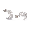 Non-Tarnish 304 Stainless Steel Olive Leaf Wrap Stud Earrings EJEW-G314-04P-2