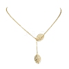 Brass Leaf Pendant Lariat Necklaces NJEW-TA00134-1