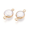 Electroplated Natural Keshi Pearl Flat Round Connector Charms PEAR-S018-02C-04-2