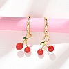 Cherry Brass Enamel Hoop Earrings EJEW-M077-14G-01-5