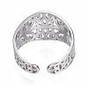 Non-Tarnish 304 Stainless Steel Leaf Wrap Open Cuff Ring RJEW-T023-37P-2