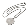 Non-Tarnish Flat Round 304 Stainless Steel Saint Michael Medal Pendant Necklaces for Women and Men NJEW-F324-08P-2