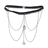 304 Stainless Steel Cable Chains & Electroplated Shell Pendant Tassel Thigh Leg Chains AJEW-AN00649-01-3