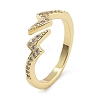 Rack Plating Brass Micro Pave Clear Cubic Zirconia Cuff Finger Rings for Women RJEW-M028-48G-2