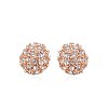 Round Real 18K Rose Gold Plated Alloy Czech Rhinestone Stud Earrings EJEW-AA00136-44RG-1