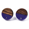 Opaque Resin & Walnut Wood Stud Earring Findings MAK-N032-008A-B02-2