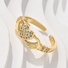 Brass Micro Pave Cubic Zirconia Cuff Finger Rings RJEW-C120-25G-02-3