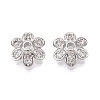 Brass Micro Pave Clear Cubic Zirconia Bead Caps KK-Q071-08P-02-1