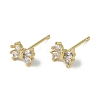 Rack Plating Brass With Cubic Zirconia Stud Earrings EJEW-U006-02G-1