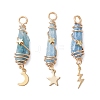 3Pcs 3 Styles Electroplated Natural Quartz Crystal Nuggets Copper Wire Wrapped Pendants PALLOY-JF03127-1