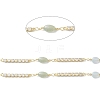 Brass Cubic Zirconia Link Chains with Natural Morganite Beads CHS-P016-37G-01-2