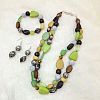 Resin & Wood Beaded Double Layer Beaded Necklaces & Stretch Bracelets & Dangle Earrings Sets FS-WG2B4F2-01-1