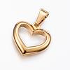 304 Stainless Steel Open Heart Pendants STAS-H372-23G-2