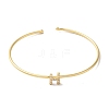 Rack Plating Brass Micro Pave Clear Cubic Zirconia Letter Open Cuff Bangles BJEW-A018-01G-H-2