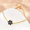 Brass Pave Cubic Zirconia Flower Link Bracelets for Women KK-CBA68DA-07A-G-2