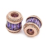 Rack Plating Brass Micro Pave Cubic Zirconia European Beads LS-KK-F089-31RG-04-2
