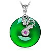 Donut Shape Synthetic Green Chalcedony Pendant Necklaces SJEW-BB66539-B-1