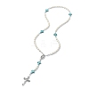 Synthetic Magnesite Rosary Bead Necklaces NJEW-TA00122-01-4