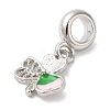 Rack Plating Alloy Green & Pink Enamel European Dangle Charms PALLOY-S189-12P-2