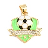Football Brass Micro Pave Cubic Zirconia Pendants KK-A297-09F-G-1