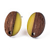 Resin & Walnut Wood Stud Earring Findings MAK-N032-004A-A03-2