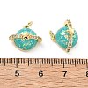 Brass Micro Pave Clear Cubic Zirconia and Resin Planet Charms KK-B129-29G-3