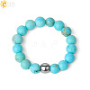 4MM Round Natural Turquoise Beaded Stretch Rings VM0712-1-1