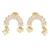 Brass Pave Clear Cubic Zirconia Stud Earrings for Women EJEW-S225-10G-02-1