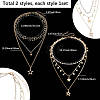 2Pcs 2 Styles Star Alloy Pendant 3 Layered Necklaces for Women NJEW-SC0001-55-2