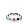 925 Sterling Silver Micro Pave Colorful Cubic Zirconia Finger Rings FS-WGC9F63-18-1