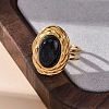 Oval Synthetic Blue Goldstone Finger Rings RJEW-M063-01G-15-5