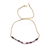 Faceted Round Natural Grey Agate & Red Agate & Amethyst Braided Bead Bracelets BJEW-F493-09G-03-2