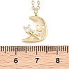 Brass Pave Clear Cubic Zirconia Smiling Face Moon Pendant Necklaces KK-CBA6599-04B-G-3