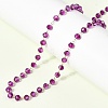 304 Stainless Steel with Glass Faceted Rondelle Bead Handmade Link Chain Birth Stone Necklaces for Women NJEW-G195-01G-03-3
