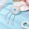 Acrylic Woven Net/Web with Feather Pendant Decorations HJEW-JM02352-03-4