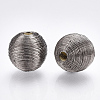 Wood Beads Covered with Polyester Cord Wire X-WOVE-S117-16mm-03-1