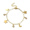 304 Stainless Steel Cable Chain Charm Bracelets for Women BJEW-JB11363-2