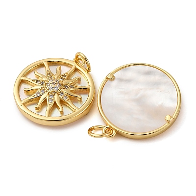 Brass Micro Pave Clear Cubic Zirconia Pendants KK-P308-83G-1