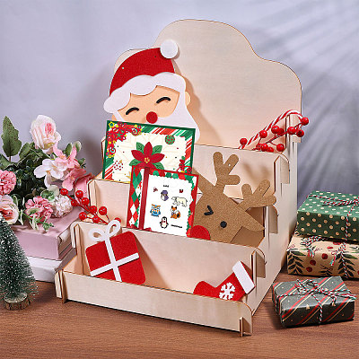 4-Tier Wood Display Riser Stands for Greeting Cards ODIS-GL0001-10-1