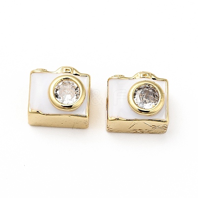 Rack Plating Brass Clear Micro Pave Cubic Zirconia Beads KK-E060-07G-1