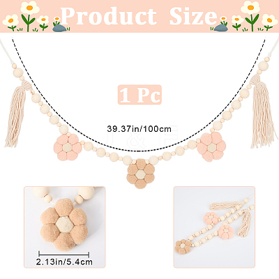 Wooden Banners with Flower Tassels Pendant Hanging Bunting FIND-WH20019-93A-1