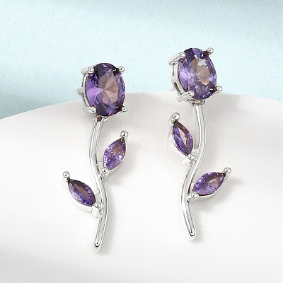 Brass Micro Pave Cubic Zirconia Stud Earrings KK-CBA8324-20P-1