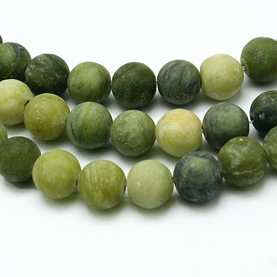 Round Frosted Natural TaiWan Jade Bead Strands X-G-M248-4mm-02-1