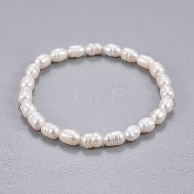 Natural Pearl Beads Stretch Bracelets BJEW-JB04265-01-1