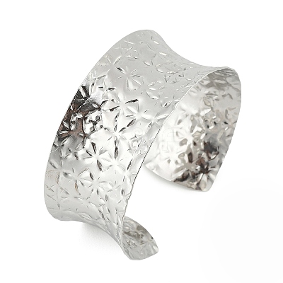 304 Stainless Steel Wide Open Cuff Bangles for Women BJEW-K230-03C-P-1