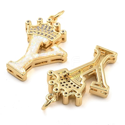 Brass Micro Pave Clear Cubic Zirconia Pendants KK-G498-01Y-02-1